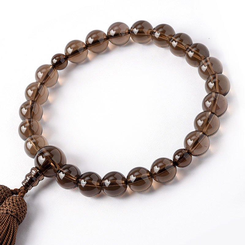 片手念珠　茶水晶 片手念珠・略式数珠 茶水晶 男性用 22玉 : 仏壇・位牌・神棚