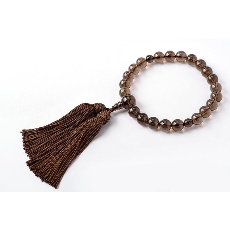 片手念珠　茶水晶 片手念珠・略式数珠 茶水晶 男性用 22玉 : 仏壇・位牌・神棚