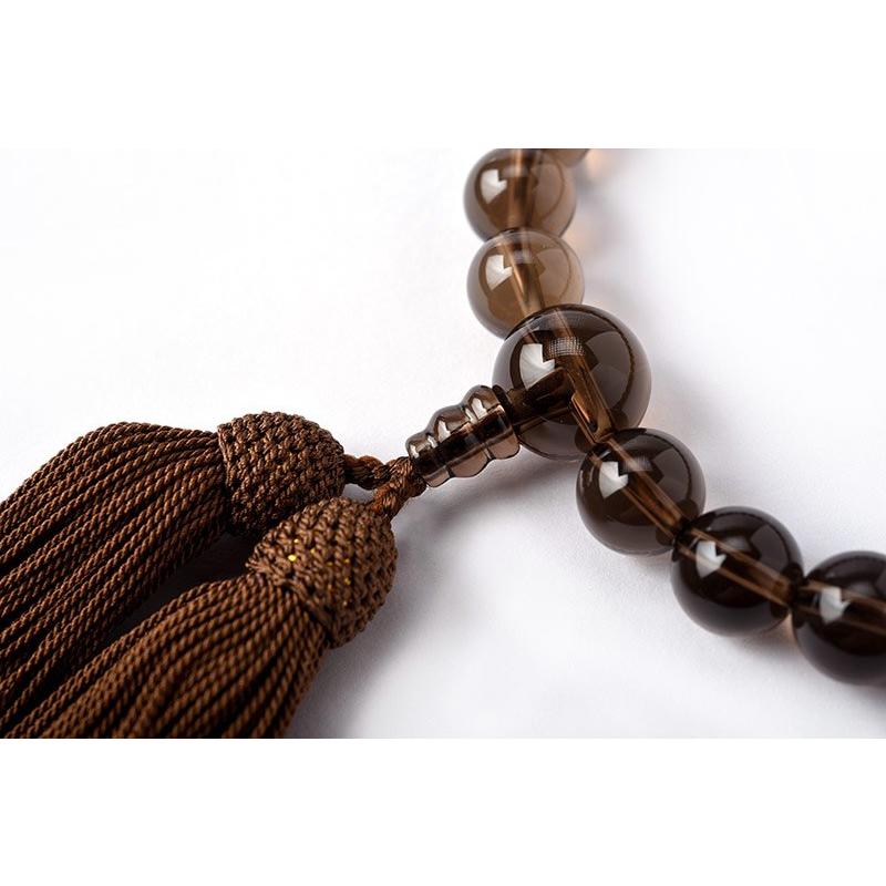 片手念珠・略式数珠 茶水晶 男性用 22玉 : 仏壇・位牌・神棚