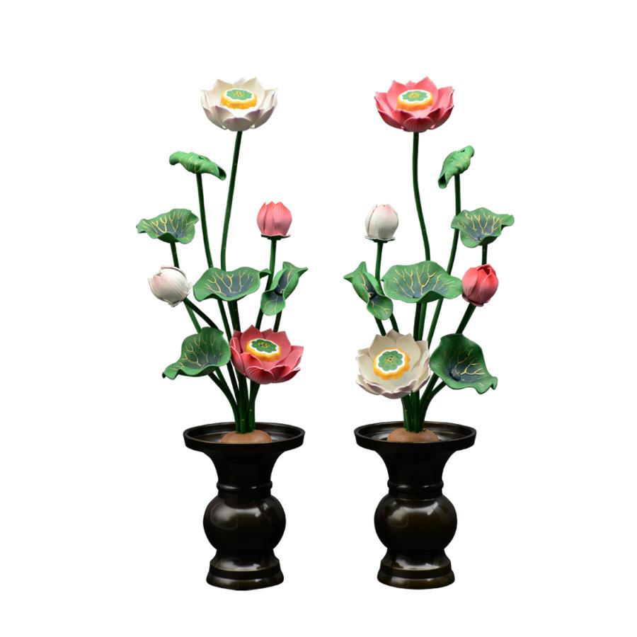 常花 仏具 常花蓮華 6号9本立て 軽合金 極彩色 1対