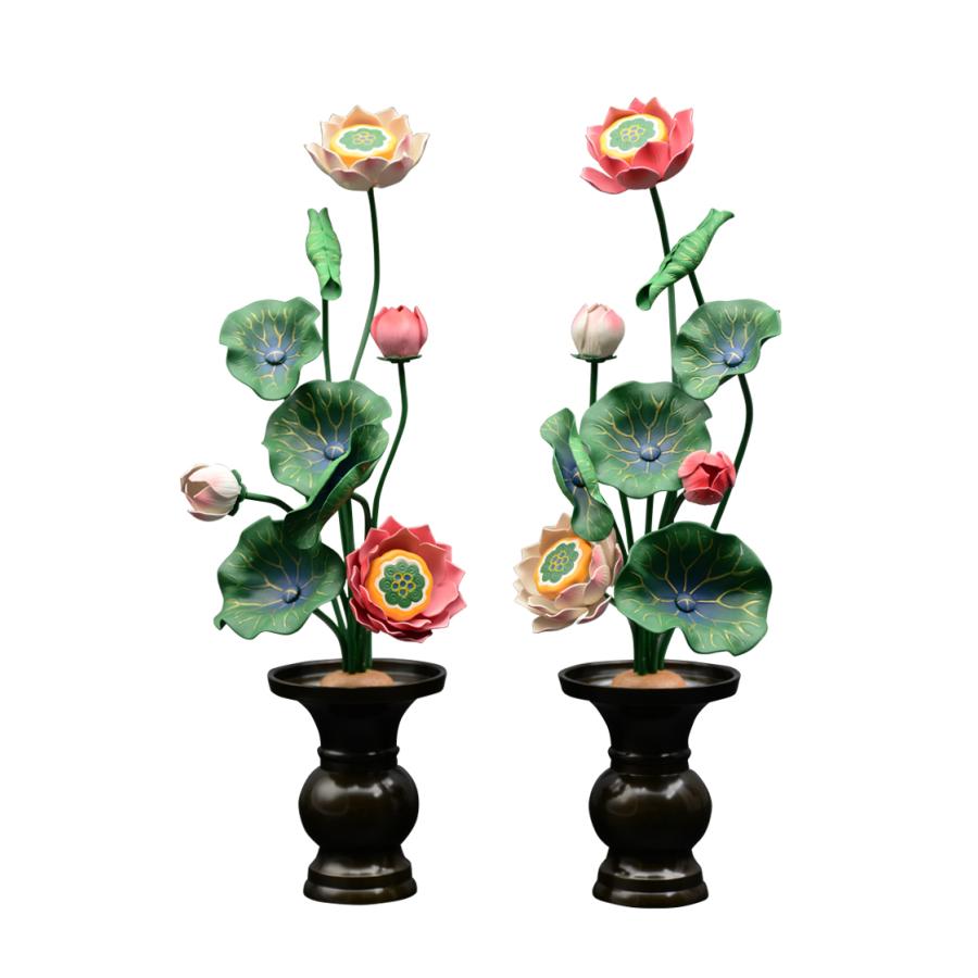常花 仏具 常花蓮華 7号9本立て 軽合金 極彩色 1対 : 仏壇・位牌・神棚