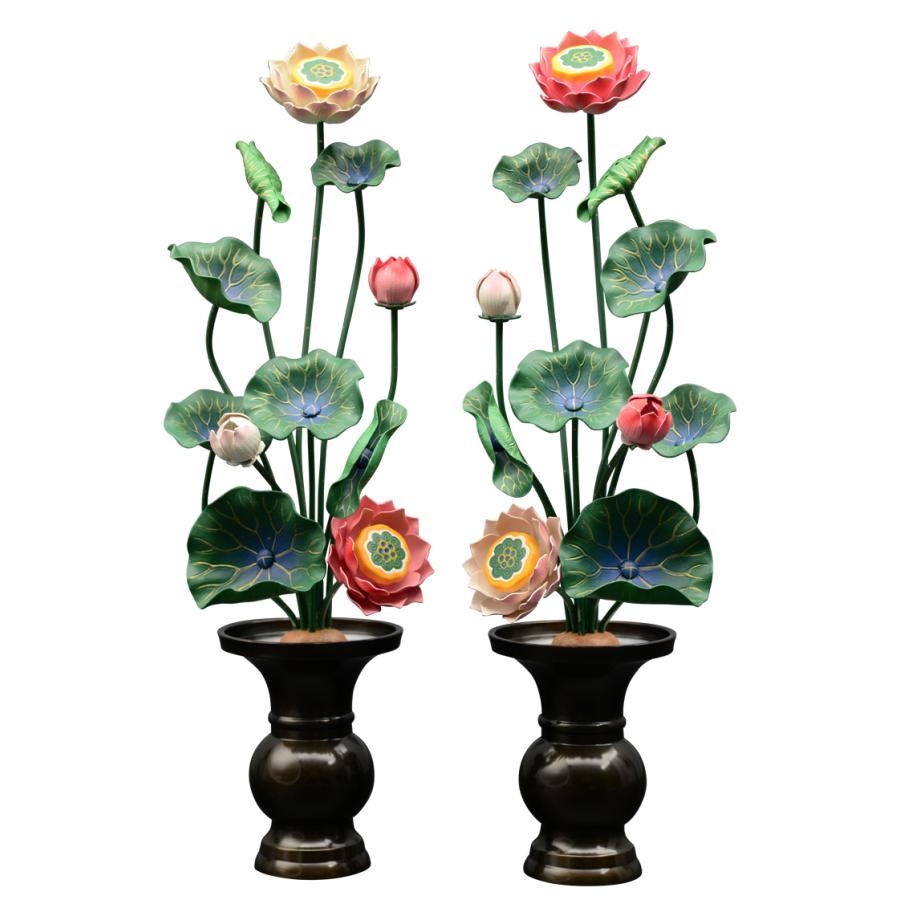 常花 仏具 常花蓮華 8号9本立て 軽合金 極彩色 1対 : 仏壇・位牌
