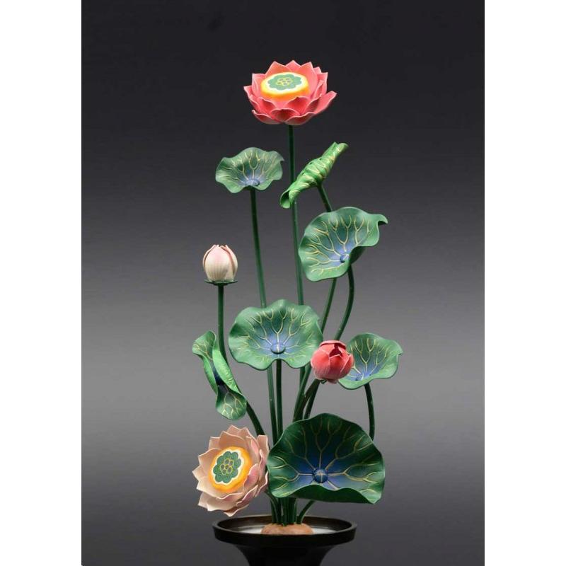 常花 仏具 常花蓮華 8号9本立て 軽合金 極彩色 1対 : 仏壇・位牌