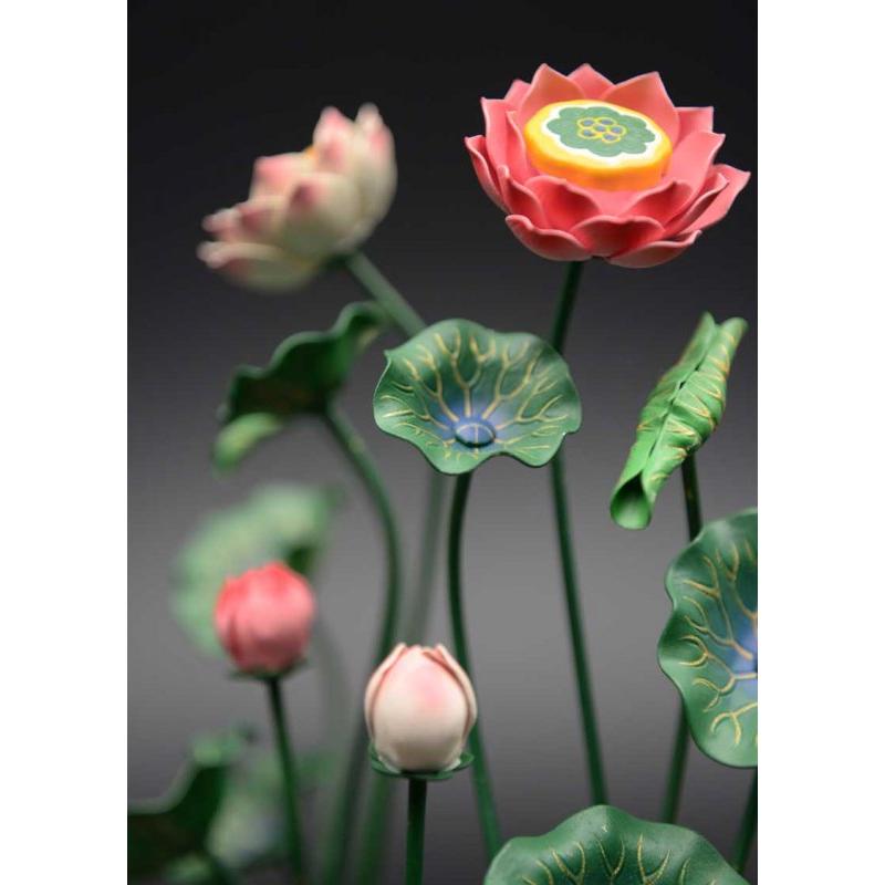 常花 仏具 常花蓮華 8号9本立て 軽合金 極彩色 1対 : 仏壇・位牌