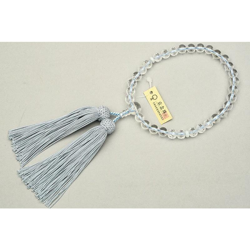 片手念珠・略式数珠 本水晶 アクアマリン 女性用 桐箱入り 数珠