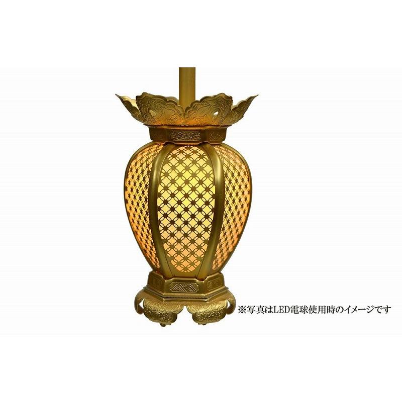 吊り灯篭 吊灯篭 丸型 軽合金 小〜中 LED電装付き 1対 仏壇 照明 led