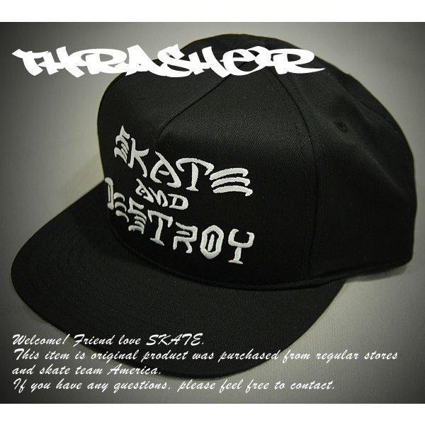 80's THRASHER スラッシャー 黒 スナップバック トラッカーキャップ THRASHER スラッシャー キャップ スナップバック ブラック Thrasher