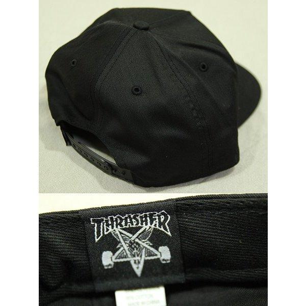 80's THRASHER スラッシャー 黒 スナップバック トラッカーキャップ THRASHER（スラッシャー） Thrasher Magazine(US企画)スナップバック