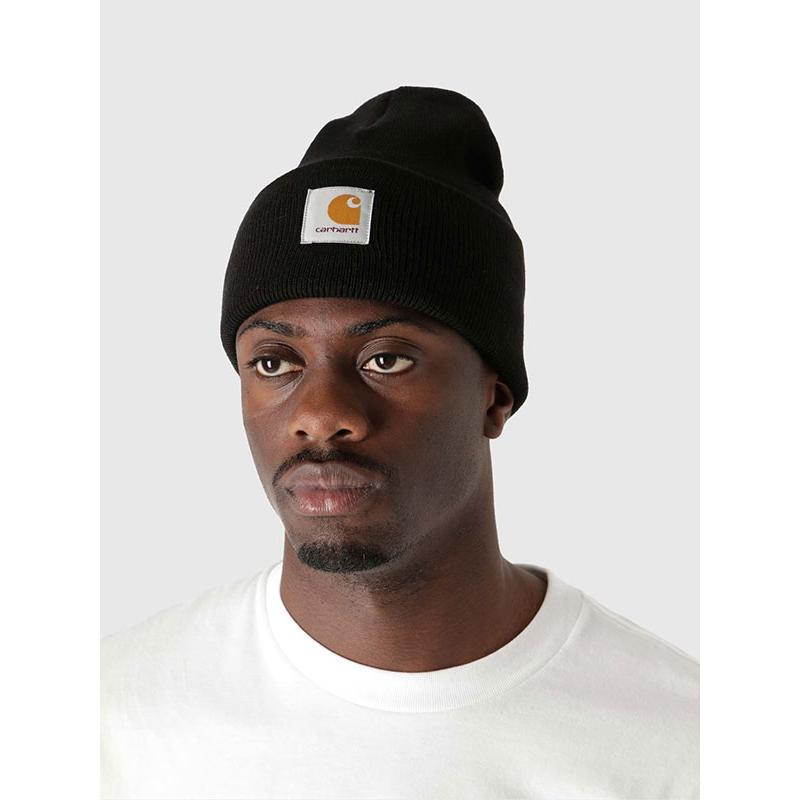 Carhartt (カーハート) US (A18) ニットキャップ ビーニー 帽子 無地 18色 Acrylic Watch Hat KNIT CAP Black｜his-hero-is-black｜03