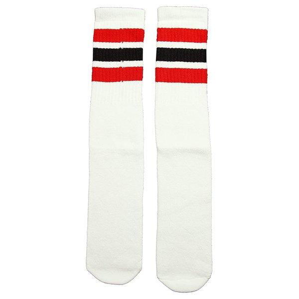 SkaterSocks (スケーターソックス) ロングソックス 靴下 Knee high White tube socks with Red