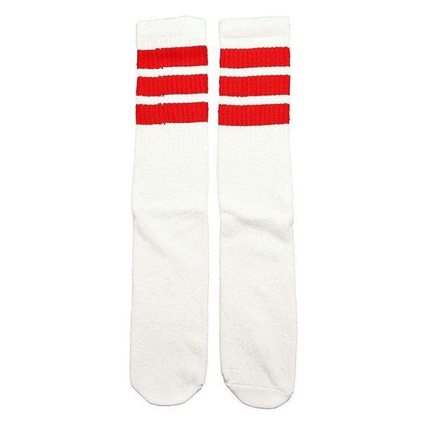 SkaterSocks (スケーターソックス) ロングソックス 靴下 Knee high White tube socks with Red
