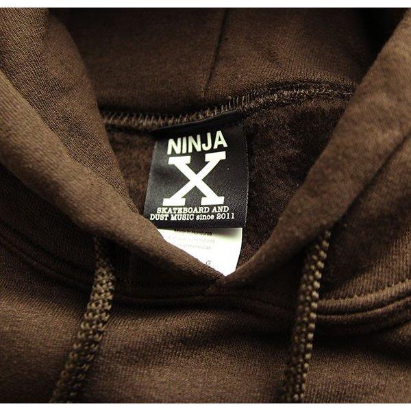 NINJA X パーカー フード プルオーバー Straight Edge Pullover Hoodie Original 2018 ニンジャエックス Dark Chocolate スケボー｜his-hero-is-black｜06