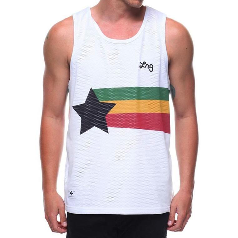在庫限り Lrg エルアールジー タンクトップ メッシュジャージー High Rankin Mesh Jersey Tank Top White Rasta ラスタ レゲエ Outdoor アウトドア 注目の Esiba Tg