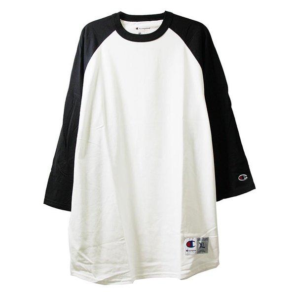 Champion (チャンピオン) US ベースボールシャツ 8分袖 ラグランTシャツ 無地 Baseball Shirt Raglan sleeve (T137)｜his-hero-is-black｜02
