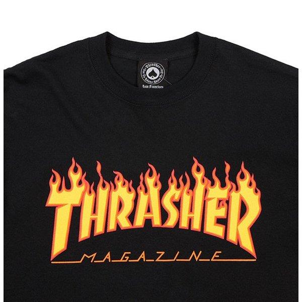 Thrasher Magazine(スラッシャー マガジン)(US企画)ロンT ロングTシャツ 長袖 Flame Logo Longsleeve T-Shirt Black スケボー SKATE SK8 スケートボード PUNK｜his-hero-is-black｜03