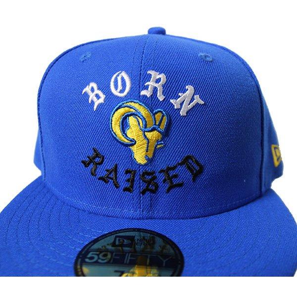 BornxRaised (ボーンアンドレイズド) キャップ ニューエラ BORN X RAISED + RAMS NEW ERA FITTED HAT BLUE NFL アメフト アメリカンフットボール HIPHOP｜his-hero-is-black｜08