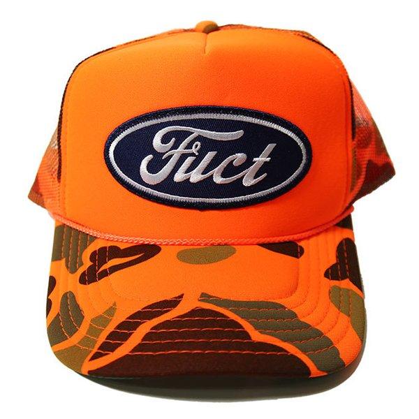 FACT ロゴ 帽子 FUCT（ファクト） US メッシュキャップ OVAL PARODY TRUCKER HAT NEON
