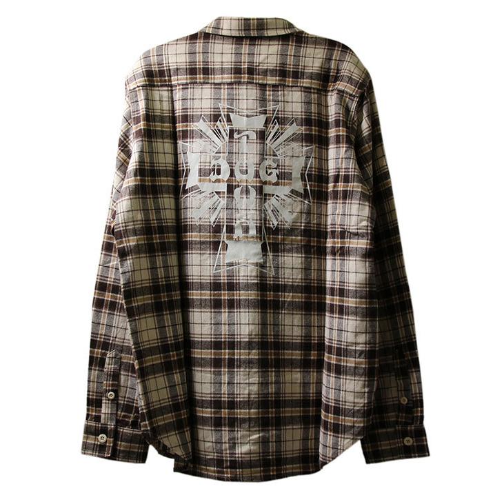 Dogtown (ドッグタウン) JP ネルシャツ Cross Logo FLANNEL SHIRT BROWN スケボー SKATE SK8 スケートボード｜his-hero-is-black