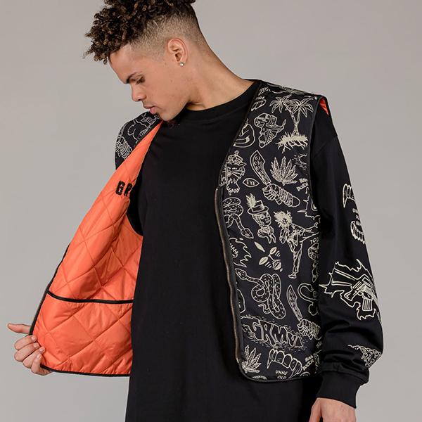 GRMY / GRIMEY (グライミー) ベスト ジャケット THE TOUGHEST QUILTED VEST ORANGE | Spring 23｜his-hero-is-black｜10