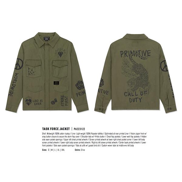 PRIMITIVE SKATEBOARDING × CALL OF DUTY (プリミティブ) アーミージャケット 軍物 Task Force Jacket OLIVE ゲーム GAME｜his-hero-is-black｜03