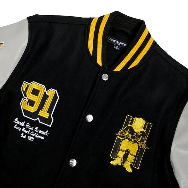 Crooks & Castles (クルックス アンド キャッスルズ) スタジャン スタジアムジャンパー Death Row Records Collegiate Varsity Jacket Black｜his-hero-is-black｜05