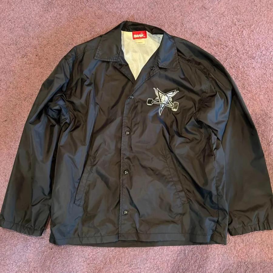 マニーク 古着 レア品 THRASHER x MANIK コーチジャケット ブラック (M