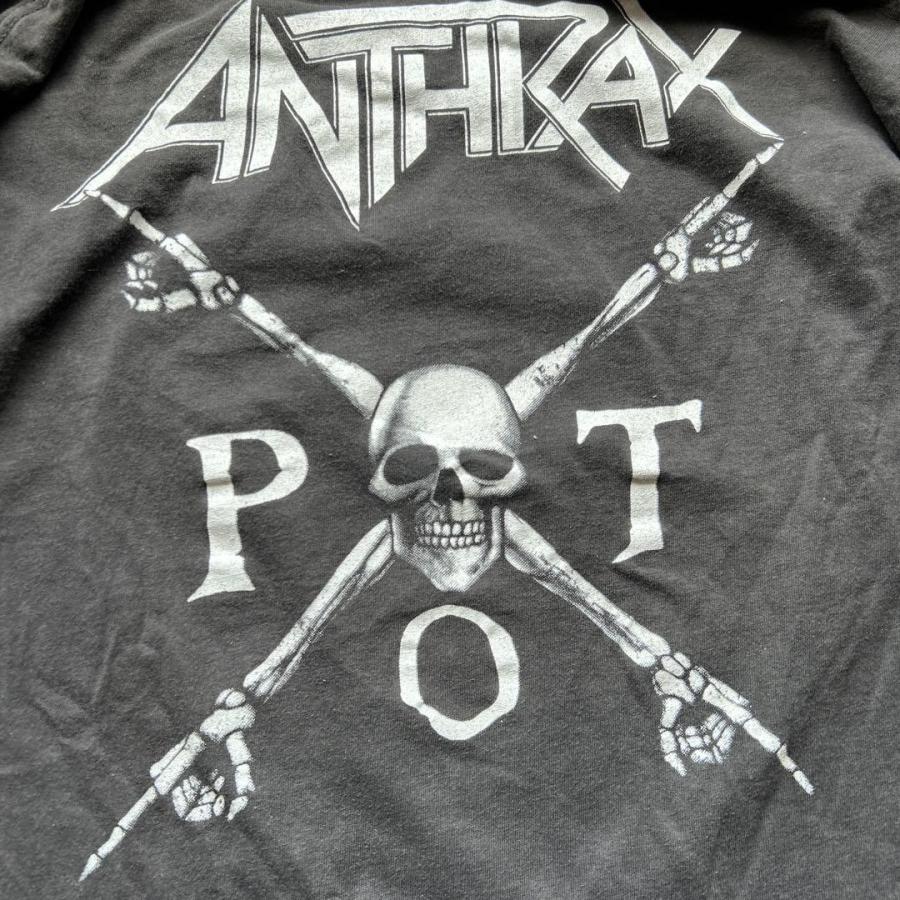 激レア ANTHRAX 1990年製 アンスラックス スカルプリント長袖 ロンT L 