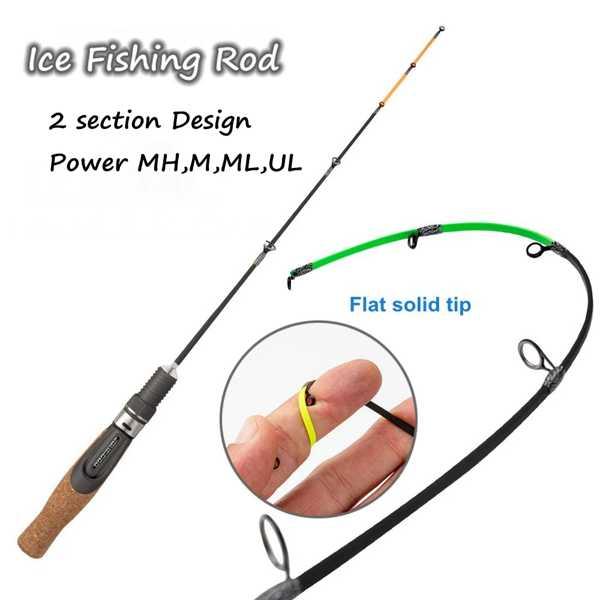 軽量アイスフィッシングロッド ソリッドチップ フラットチップ グラスファイバー 川 鯉釣り 冬 53cm 2セクション caf338c4