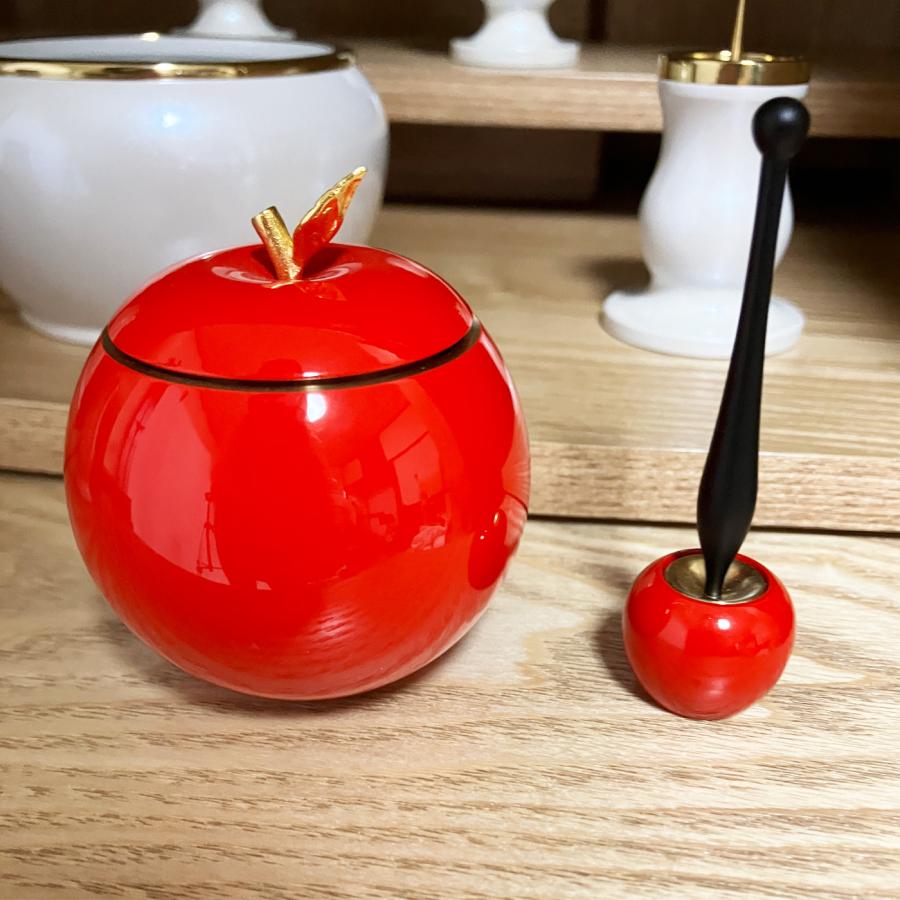 ソブリン債 魔法のおりん　Appleりん　レッド色 選べるリン棒セット　【在家用仏具　おりん　リン棒　セット　かわいい　りんご】