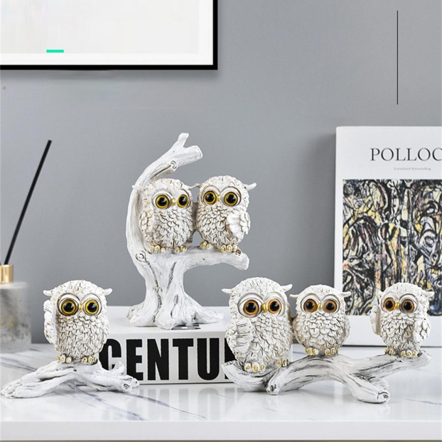 フクロウ 置物 開運 風水 縁起物 白金 二色 二種 : 菱がた