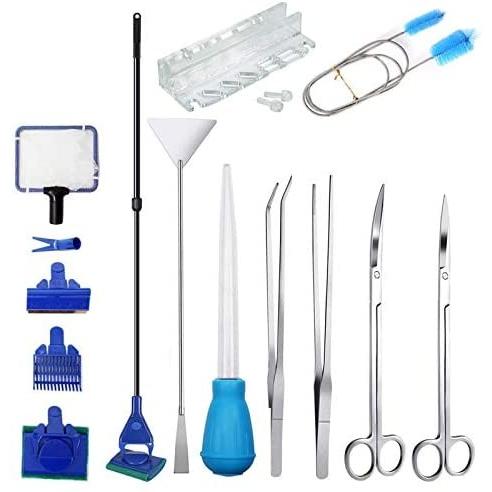 水草 植栽 トリミング セット 多機能水槽掃除ツール アクアリウム ブラシ 水槽 苔 コケ取り 用ガラスクリーナー ゴミ取りネット Apaproduction Fr