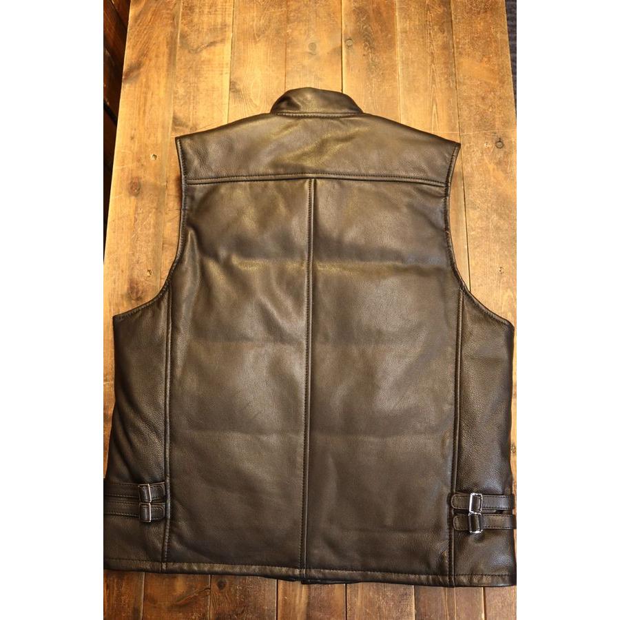 早割 カドヤ(KADOYA) 【RIDERS DOWN VEST】　ライダースダウンベスト レザーベスト　ゴートスキン　サイズ：3L