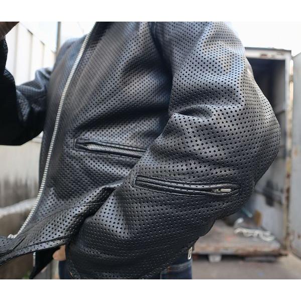 KADOYA シングルライダース パンチングレザー 牛革 ブラック LLサイズ 革ジャン パンチング レザージャケット｜カドヤ公式オンラインショップ
