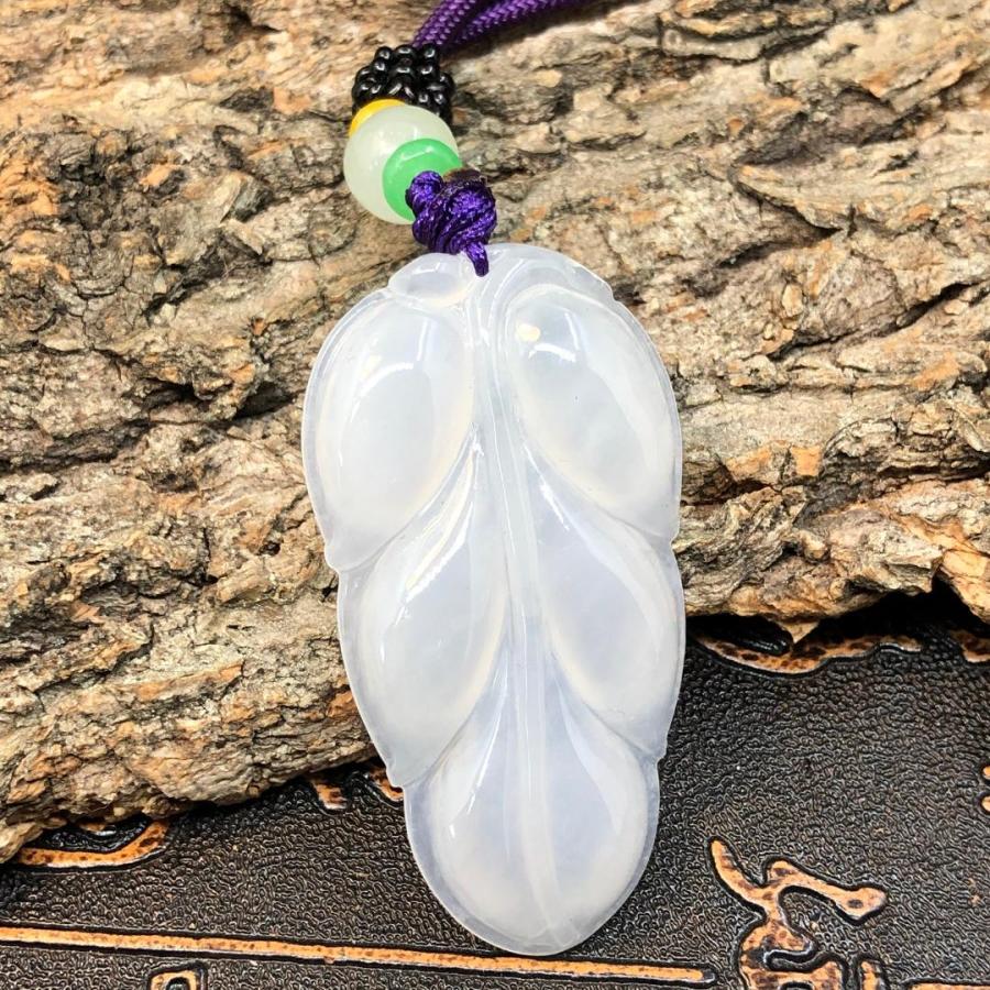 ネックレス 葉っぱ 本翡翠 氷ヒスイ 透明色 光沢感 誕生日プレゼント 鑑別書有 ファッション 腕時計、アクセサリー レディースアクセサリー