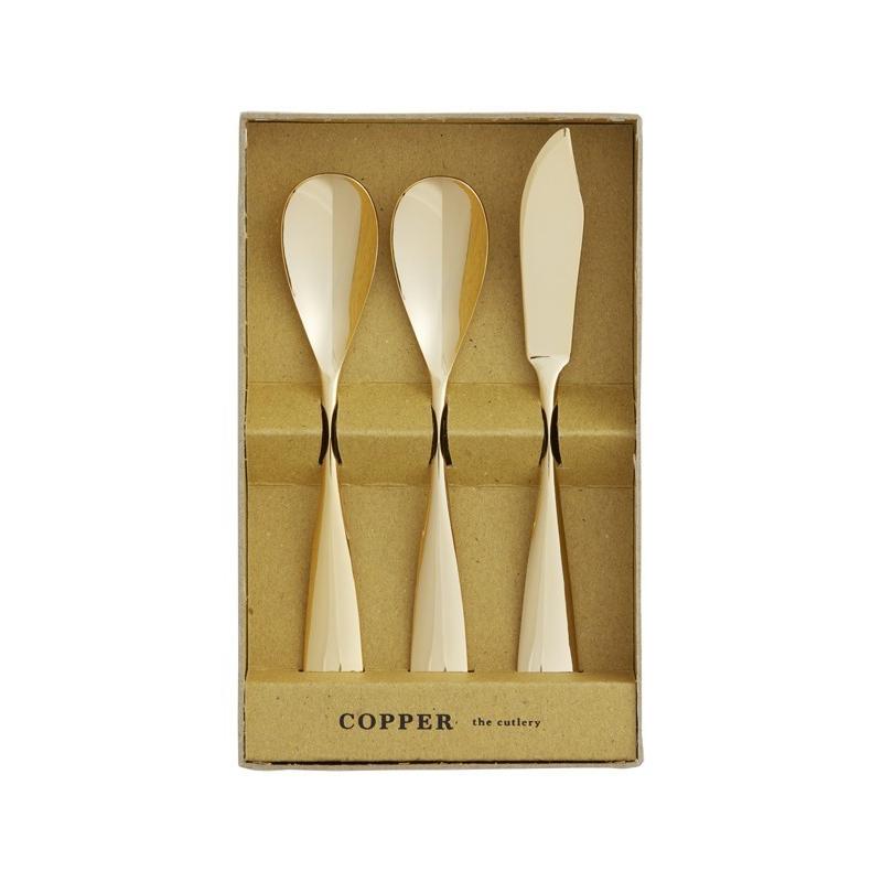 COPPER the cutlery アイスクリーム2本＆バターナイフ1本 3Pセット ミラー仕上げ ゴールドCIB-3GDmi