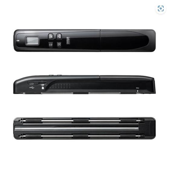 ポータブルハンディスキャナー PSC-HS2BK 【適】 ダブルローラーでまっすく読み取れる