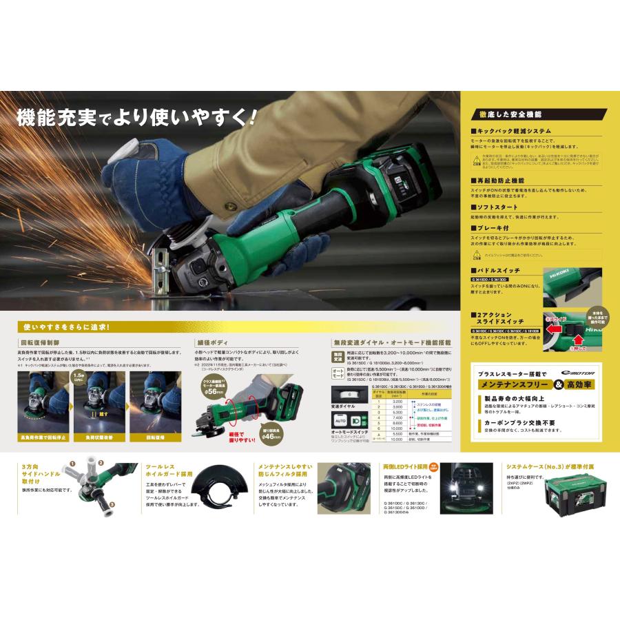 HiKOKI ハイコーキ マルチボルト 36V 100mm コードレスディスク HiKOKI ハイコーキ マルチボルト 36V 100mm コードレスディスク