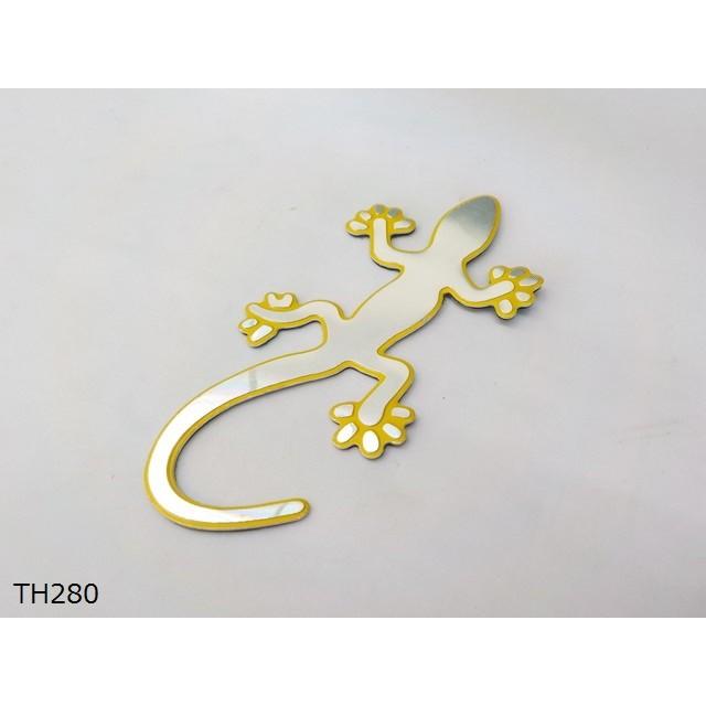 （ＴＨ）★☆トカゲ　アルミステッカー　エンブレム　黄色（車　バイク） | 