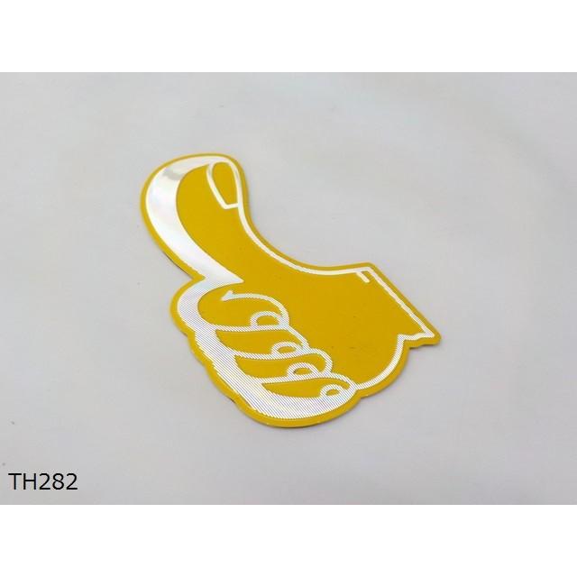（ＴＨ）★☆GOOD （2）アルミステッカー　エンブレム　黄色（車　バイク）グッドサイン | 