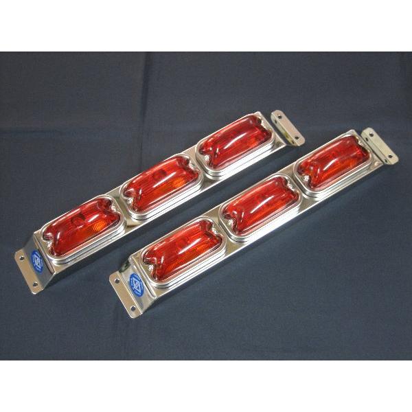 角マーカー 3連 車高灯 左右セット 24V 6W 電球式 ステンレス トラック