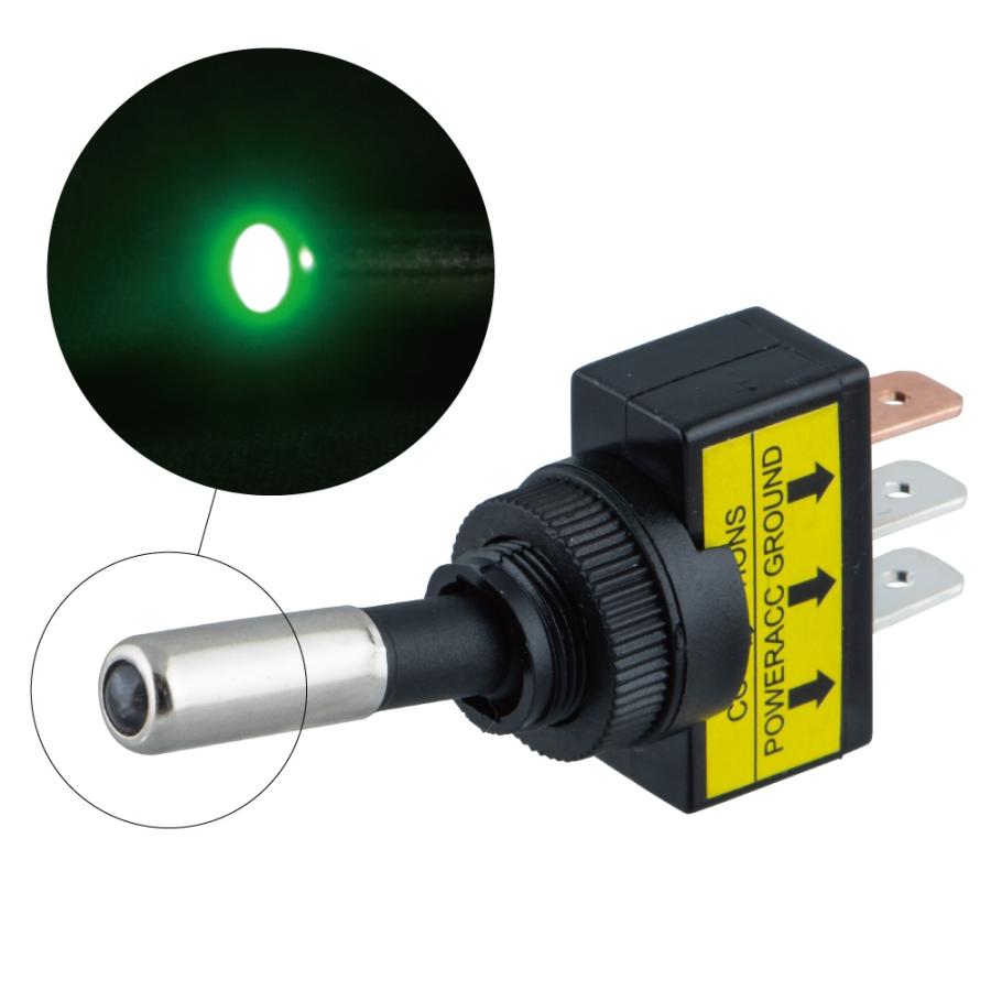 LEDパイロットランプ付きトグルスイッチ ON/OFF 24V車用 グリーン