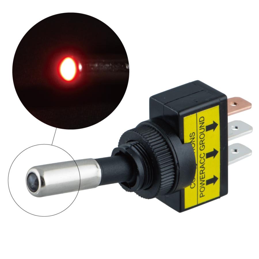 LEDパイロットランプ付きトグルスイッチ ON/OFF 24V車用 レッド591198