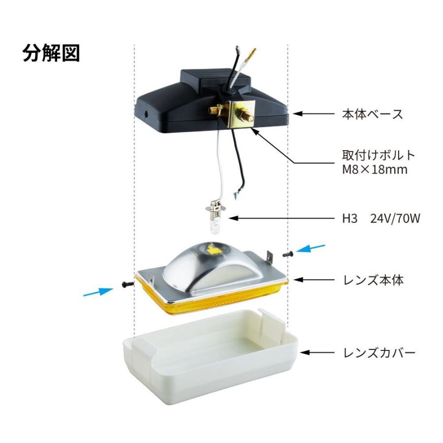 角型ハロゲンフォグランプ イエロー カバー付 2個組 502400×2 JET