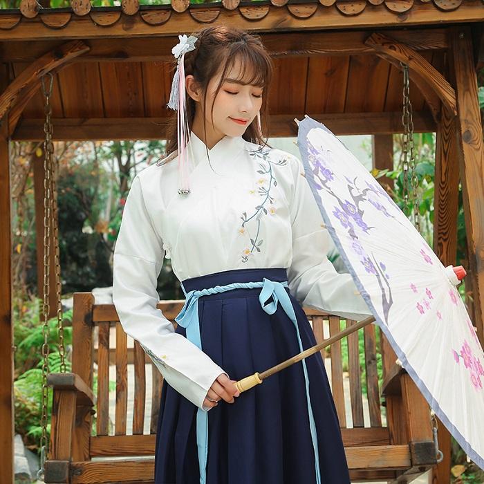 漢服 ハンフー 爽やかな ツーピース ドレス Lサイズ 中国伝統衣装 中華