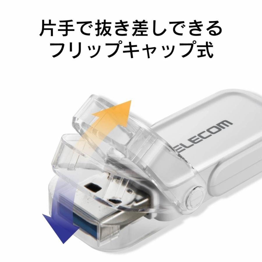 エレコム USBメモリー/USB3.1(Gen1)対応/フリップキャップ式/64GB/ホワイト MF-FCU3064GWH｜hitline｜04
