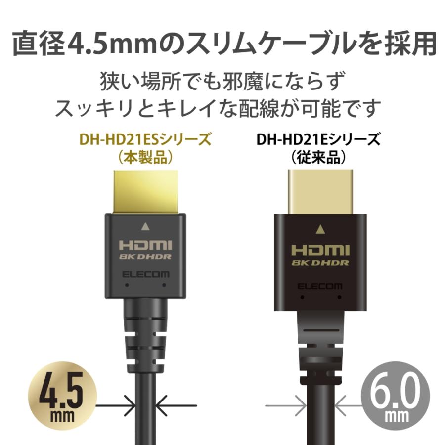エレコム HDMIケーブル/HDMI2.1/ウルトラハイスピード/スリム/1.5m/ブラック DH-HD21ES15BK｜hitline｜06