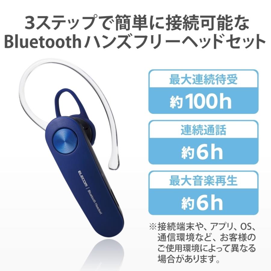 エレコム ヘッドセット Bluetooth 5.0 片耳 ハンズフリー 通話・音楽 対応 オープンタイプ 左右耳兼用 microB充電 イヤホンマイク ワイヤレス LBT-HS11BU｜hitline｜02
