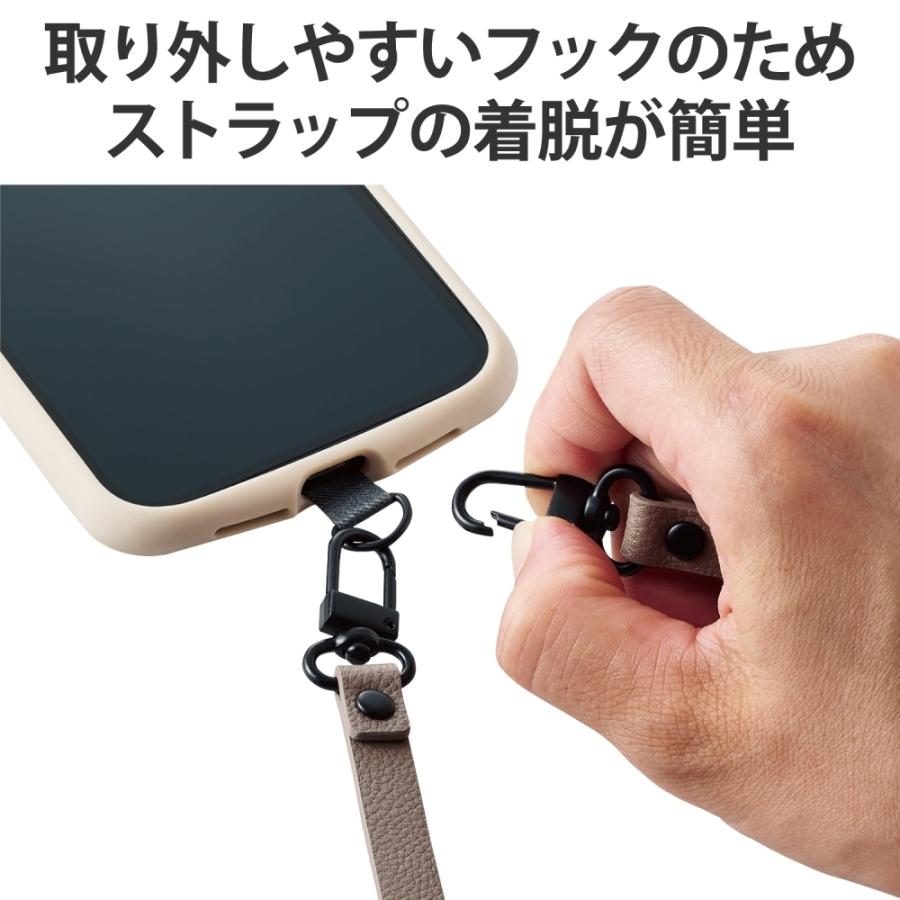 エレコム スマホ ショルダー ストラップ 約53〜65cm ソフトレザータイプ ストラップシート付 長さ調整可 斜めがけ 肩掛け 首掛け 落下 盗難 紛失防止｜hitline｜04