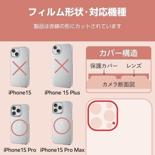 エレコム iPhone 15 Pro レンズカバー ガラス &me パレットカラー PM-A23CFLLP1GN｜hitline｜02