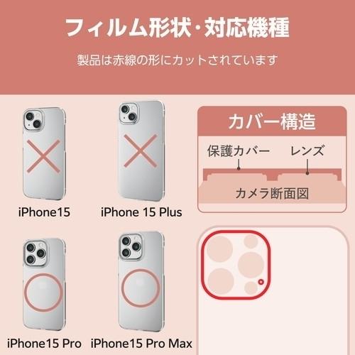 エレコム iPhone 15 Pro レンズカバー ガラス &me パレットカラー PM-A23CFLLP1PN｜hitline｜02